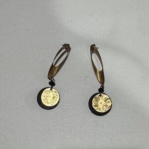 Chic Gold and Black Floral Earrings